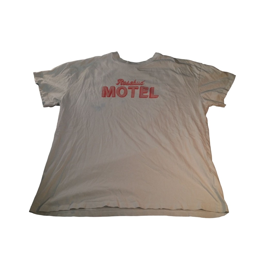 Schitts‎ Creek Rosebud Motel Mens Large White Red Graphic T-Shirt Casual Novelty
